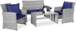 4-Piece Outdoor Wicker Patio Conversation Furniture Set for Backyard