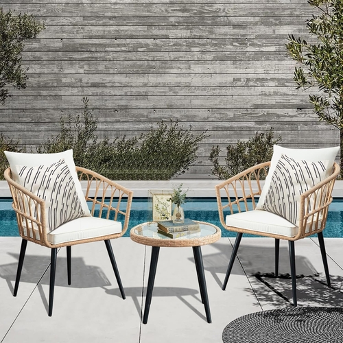 fcbbc261dd6aa2241eda98c0a649d61e.jpg 3 Piece Patio Bistro Set, Outdoor Wicker Apartment Balcony Furniture - Image 1