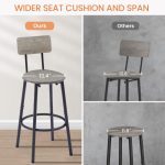 Bar Table Set With 2 Bar Stools PU Soft Seat With Backrest, Grey - Image 10