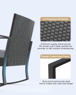 3 Pieces Patio Furniture Set Rocking Bistro Set Outdoor Rattan - Image 3