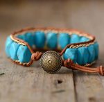 Gold Chain Turquoise Boho Bracelet - Image 2