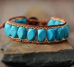Gold Chain Turquoise Boho Bracelet - Image 3