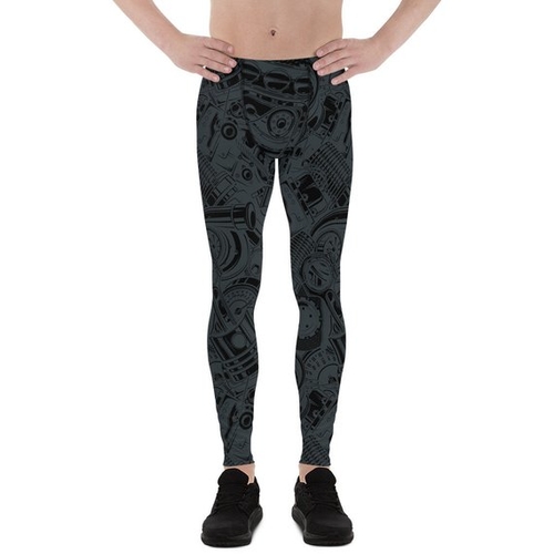 il_570xN.1631137630_q6sz.jpg Mens Leggings - Black Leggings with Auto Parts - Image 1