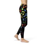 Womens Colorful Music Notes Leggings - Image 2