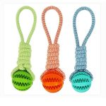 Durable Rubber Ball Chew Toy with Cotton Rope - Image 3