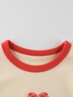 Plaid Red Heart Printing Girls’ T-Shirt In European And American Style - Image 3