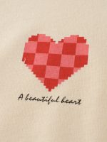 Plaid Red Heart Printing Girls’ T-Shirt In European And American Style - Image 4
