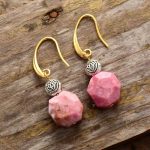 Rhodonite Lotus Dangle Earrings - Image 2