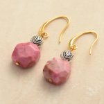 Rhodonite Lotus Dangle Earrings - Image 3