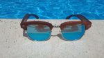 Brazilian Pear Wood Sunglasses, Ice Blue Polarized Lenses - Image 4