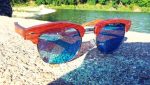 Brazilian Pear Wood Sunglasses, Ice Blue Polarized Lenses - Image 2