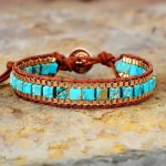 Vintage Gold Chain Turquoise Woven Bracelet - Image 2