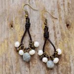 Vintage  Pearl Labradorite  Earrings
