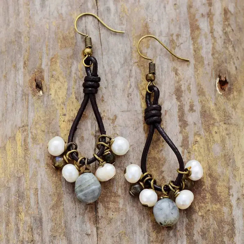 vintage-pearls-labradorite-earrings-201.jpg Vintage Pearl Labradorite Earrings - Image 1
