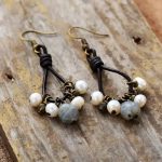 Vintage  Pearl Labradorite  Earrings - Image 2