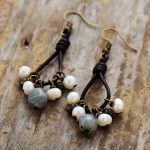 Vintage  Pearl Labradorite  Earrings - Image 3