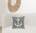 Casual Square Grey Nautical Anchor Accent Pillow - Image 5