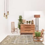 3inchesx5inches Ivory Sand Machine Woven Bordered Floral Vines Indoor - Image 2