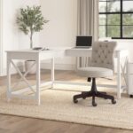 Bush Furniture Key West 60W Modern Farmhouse L Shaped Desk in Linen