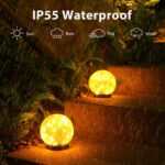 2Pcs Solar Lights Outdoor Garden Decor Cracked Glass Ball Warm Lights - Image 15