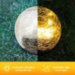 2Pcs Solar Lights Outdoor Garden Decor Cracked Glass Ball Warm Lights - Image 14