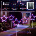 Outdoor Solar Pathway Lights Red White and Blue Star Lights for - Image 3