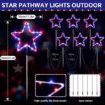Outdoor Solar Pathway Lights Red White and Blue Star Lights for - Image 4