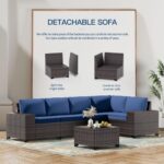 6PCS Outdoor Patio Furniture Set PE Wicker Rattan Sectional Sofa Patio - Image 5