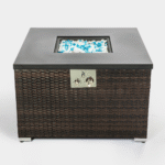 Outdoor Gas Fire Pit Square Dark Brown Wicker Fire Pit Table - Image 2