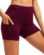 CALCAO HIGH WAIST YOGA SHORTS WITH POCKET - RED - Image 3