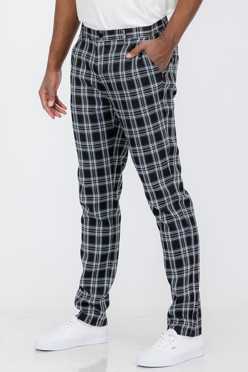 data-23.jpg Plaid Slim Fit Trouser Pants SR010 - Image 1